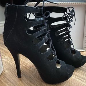 Black suede heels